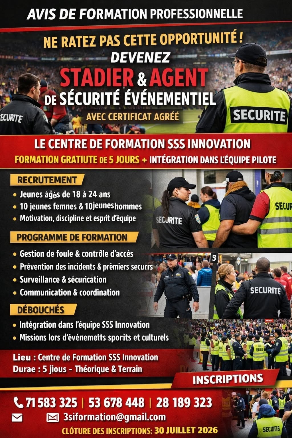Devenez Stadier & Agent de Sécurité Événementiel avec certificat agréé